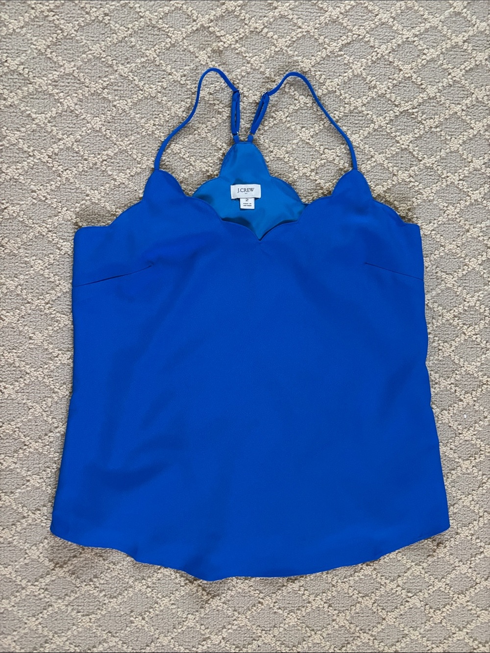 J. Crew Bright Cobalt Scallop-Edge Camisole